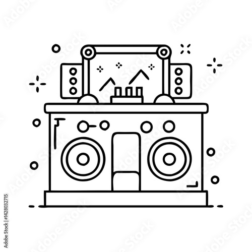 dj booth icon, dj booth line art - simple line art of dj booth, perfect for dj booth logos and icons