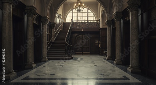 Grand Staircase in a Historic Mansion: An Eerie Yet Elegant Interior