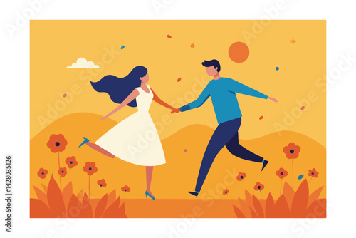 a couple dancing in a field of wildflowers at golden hour