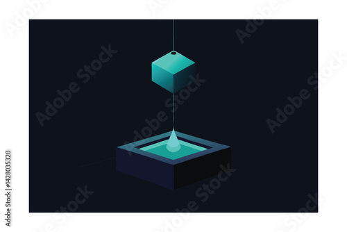 a glowing cube suspended above a pit of darkness