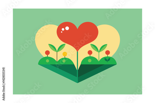 a heart shaped garden grown by two people together
