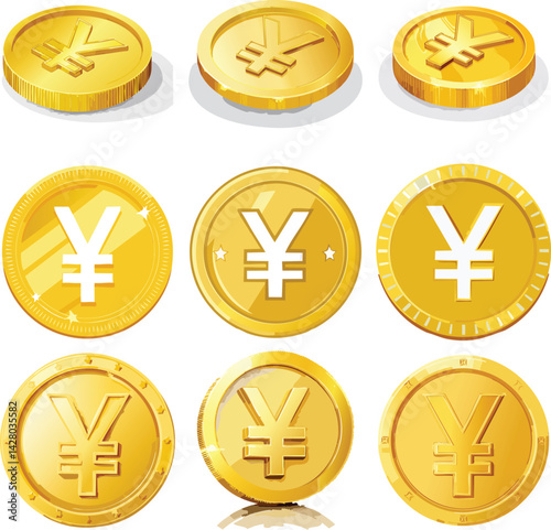 Gold coin yen japan currency money
