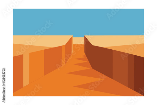 an endless wall cutting through a featureless desert