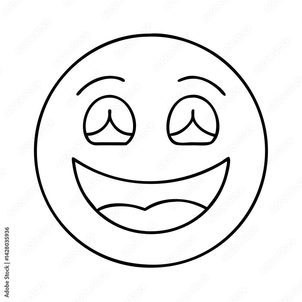 Fototapeta premium emoji with a big grin icon, emoji with a big grin line art - simple line art of emoji with a big grin, perfect for emoji with a big grin logos and icons