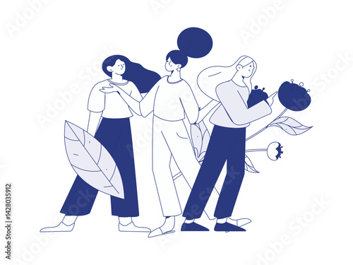 3.12 International Women's Day professional women flat character vector concept operation hand drawn illustration
