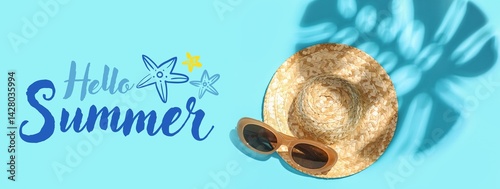 Stylish sunglasses and beac...