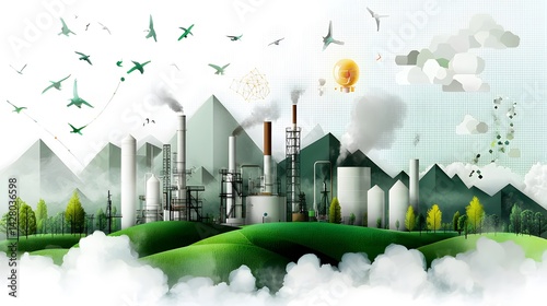 Futuristic sustainable oil refinery with carbon capture technology