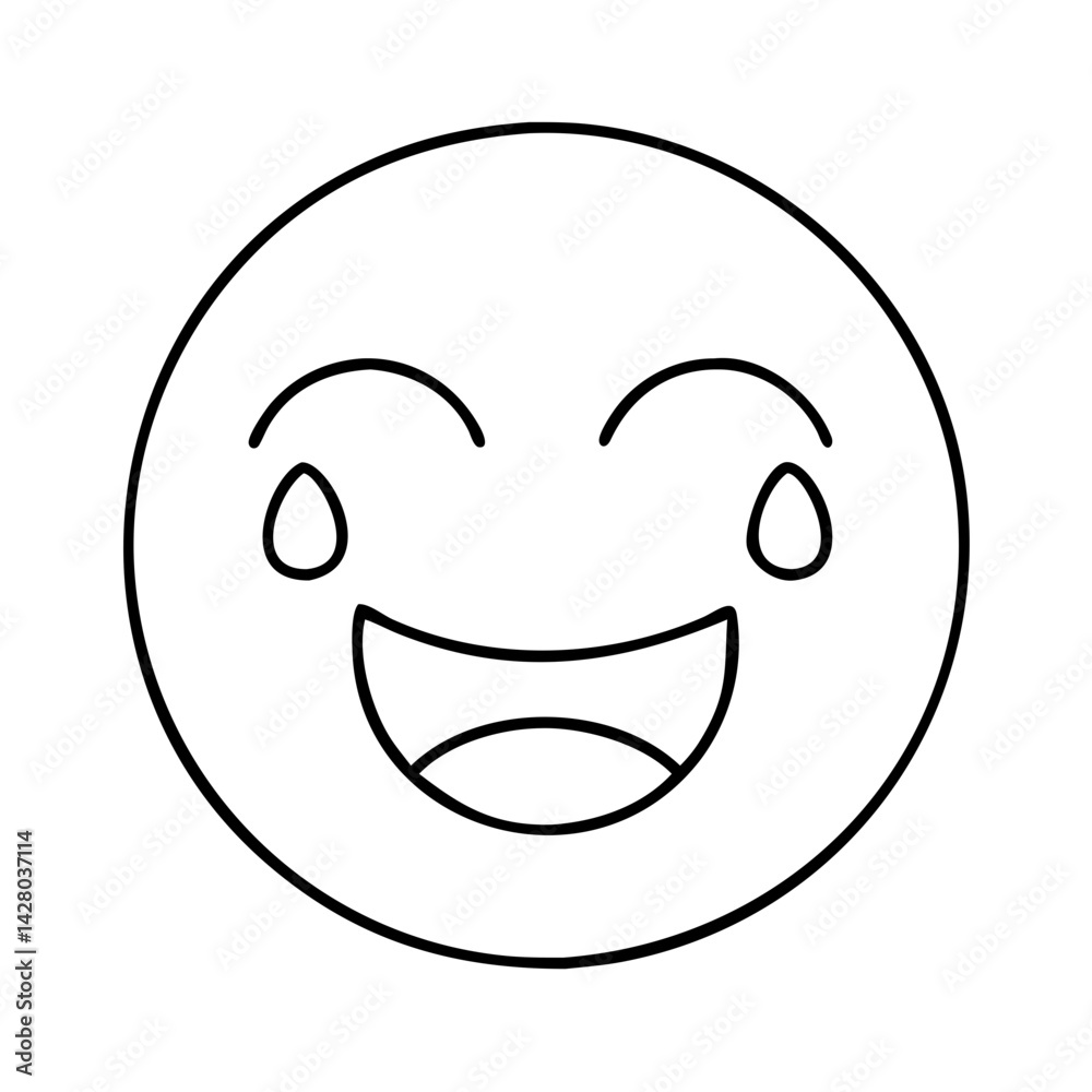 Fototapeta premium face with happy tear icon, face with happy tear line art - simple line art of face with happy tear, perfect for face with happy tear logos and icons