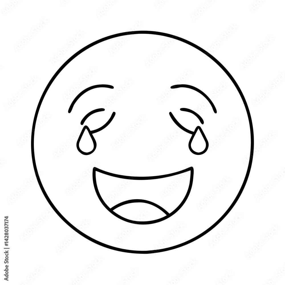 Fototapeta premium face with happy tear icon, face with happy tear line art - simple line art of face with happy tear, perfect for face with happy tear logos and icons