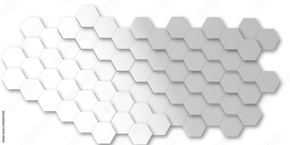 Obraz premium Gray and wite hexagon geometric pattern poster vector.