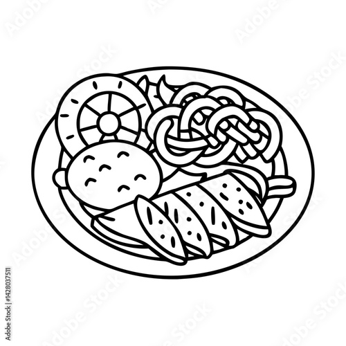 fajitas platter icon, fajitas platter line art - simple line art of fajitas platter, perfect for fajitas platter logos and icons