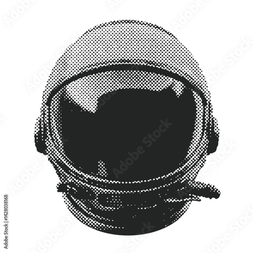 Space helmet halftone grunge vector design element