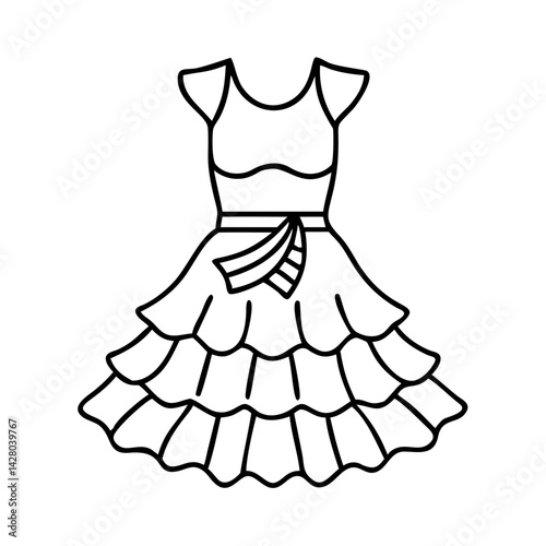 flamenco dress icon, flamenco dress line art - simple line art of flamenco dress, perfect for flamenco dress logos and icons