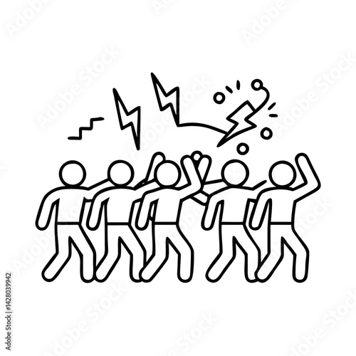 flash mob icon, flash mob line art - simple line art of flash mob, perfect for flash mob logos and icons