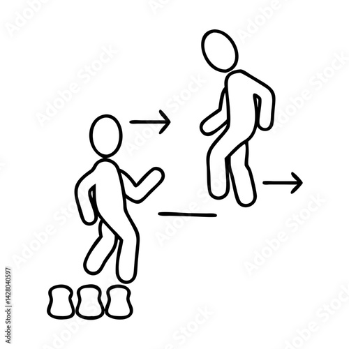 footwork steps icon, footwork steps line art - simple line art of footwork steps, perfect for footwork steps logos and icons