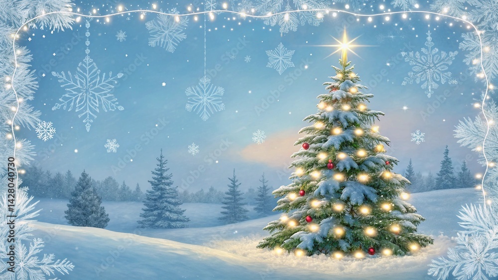 Christmas background. Xmas tree with snow decorated with garland lights, holiday festive background. Widescreen frame backdrop. New year, Winter art design, Christmas scen,e wide screen holiday border Christmas background. Xmas tree with snow decorated with garland lights, holiday festive background. Widescreen frame backdrop. New year, Winter art design, Christmas scen,e wide screen holiday border