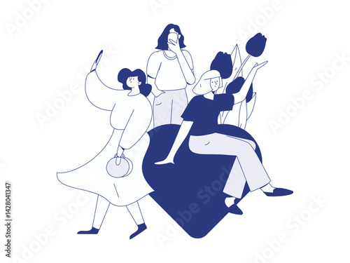 3.12 International Women's Day professional women flat character vector concept operation hand drawn illustration
