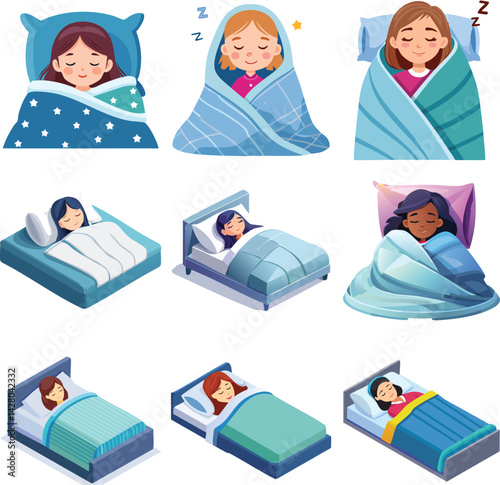 Girl in Blanket Sleeping
