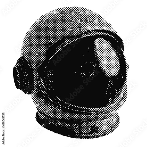 Space helmet halftone grunge vector design element