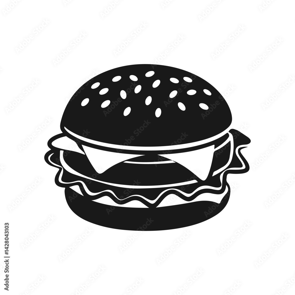 Illustration of a hamburger. Burger emblem. Vector illustration Illustration of a hamburger. Burger emblem. Vector illustration