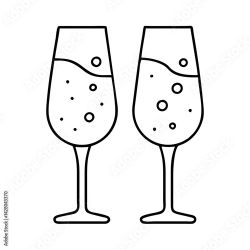 glass of sparkling wine icon, glass of sparkling wine line art - simple line art of glass of sparkling wine, perfect for glass of sparkling wine logos and icons