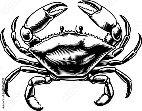 Vintage  engraving illustration of crab. Seafood emblem with crab. Vector crab illustration