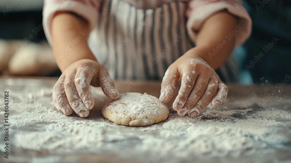 Fototapeta premium Family baking cookies together in rustic kitchen, warm togetherness moment