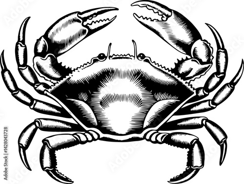 Vintage  engraving illustration of crab. Seafood emblem with crab. Vector crab illustration
