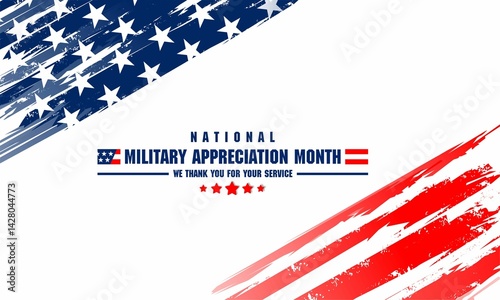 National military appreciation month concept design with US flag 