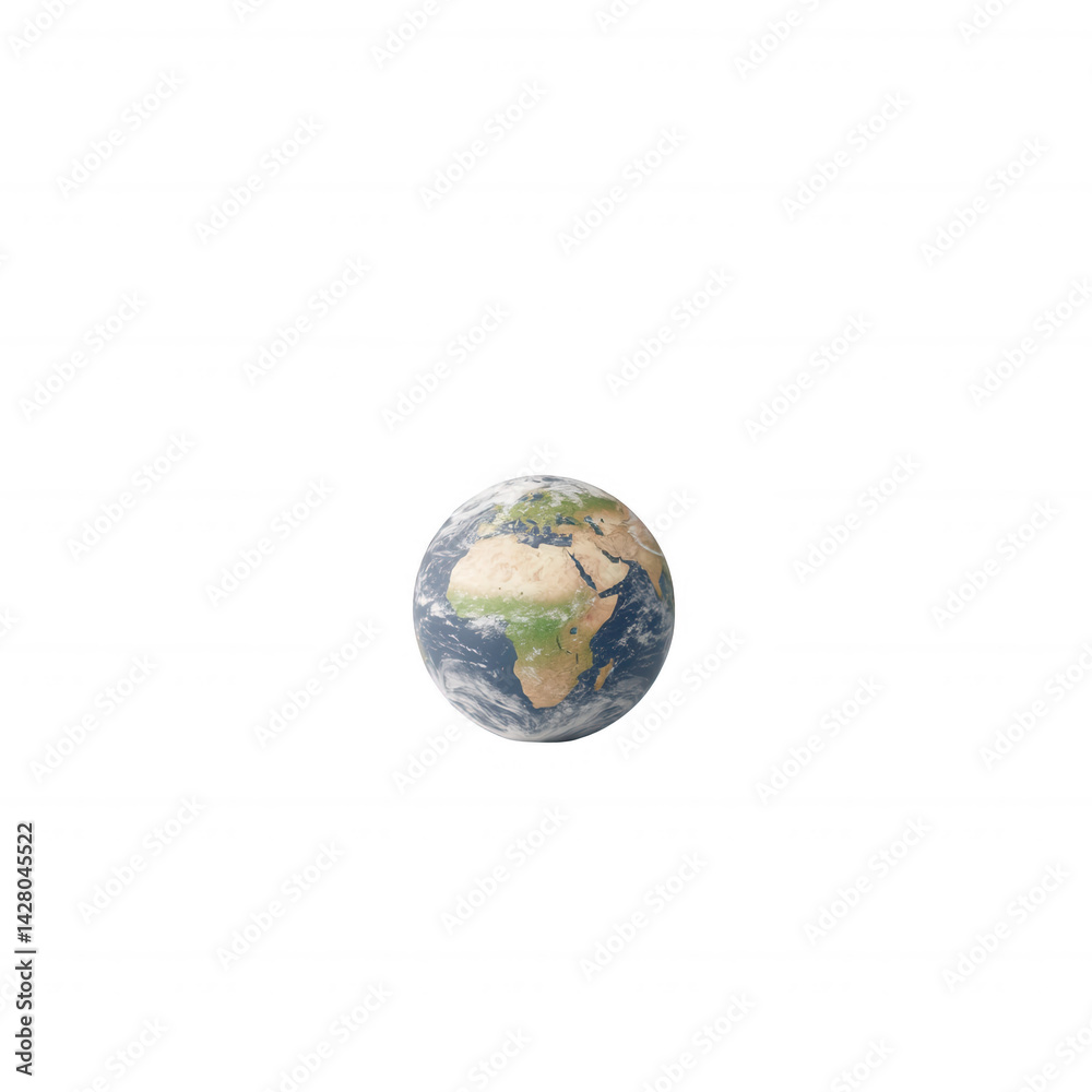 Obraz premium A detailed depiction of Earth, showcasing its continents, oceans, and natural features, set against a white isolated background for clarity and focus.