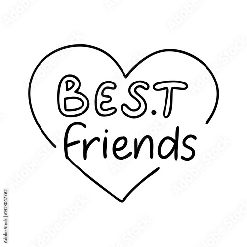 heart with best friends text icon, heart with best friends text line art - simple line art of heart with best friends text, perfect for heart with best friends text logos and icons