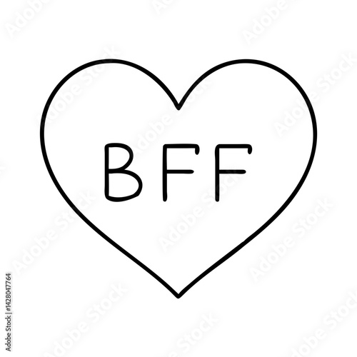 heart with bff text icon, heart with bff text line art - simple line art of heart with bff text, perfect for heart with bff text logos and icons