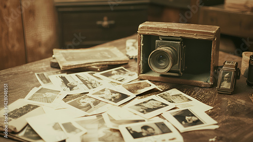 Capturing memories vintage photo booth experience nostalgic setting sepia-toned imagery intimate atmosphere artistic concept