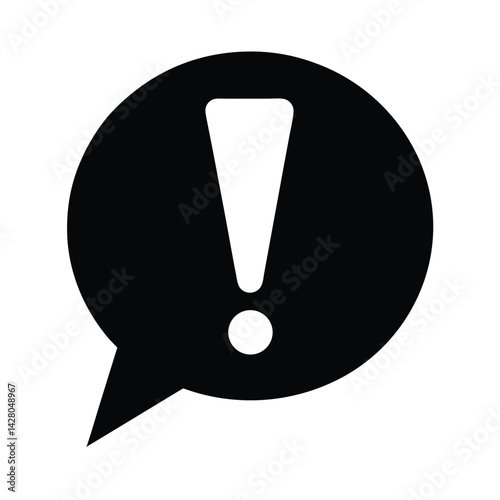 Exclamation Mark Warning Icon in Red Chat Bubble