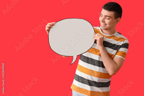 Happy young man with blank ...