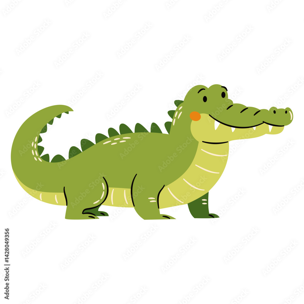 Cute vector illustration in a simple childish style. Cute crocodile on white background. Safari animals . Vector illustration Cute vector illustration in a simple childish style. Cute crocodile on white background. Safari animals . Vector illustration