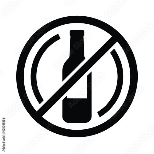 Flat No Alcohol Icon Symbolizing Abstinence