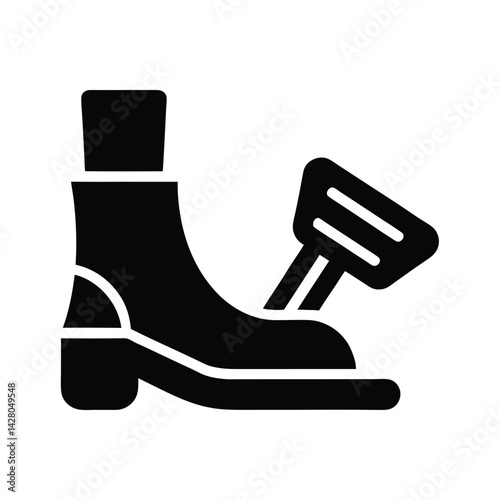 Flat Icon of Foot in Boot Pressing a Gas Pedal