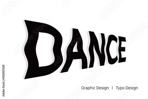 DANCE 텍스트에 웨이브 효과를 추가한 타이포 디자인