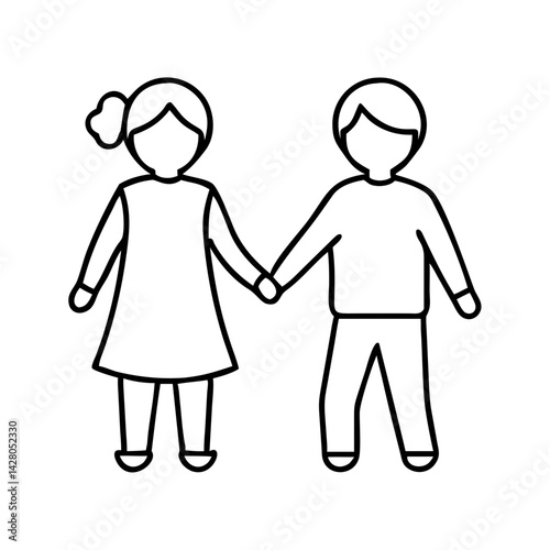 Wallpaper Mural kids holding hands icon, kids holding hands line art - simple line art of kids holding hands, perfect for kids holding hands logos and icons Torontodigital.ca