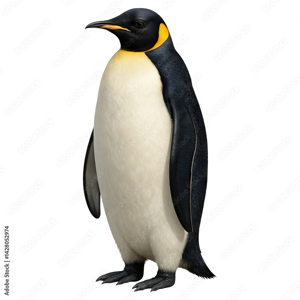 Fototapeta premium Majestic emperor penguin standing tall against transparent background wildlife image
