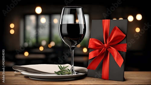 Fototapeta Naklejka Na Ścianę i Meble -  Wine gift, romantic dinner