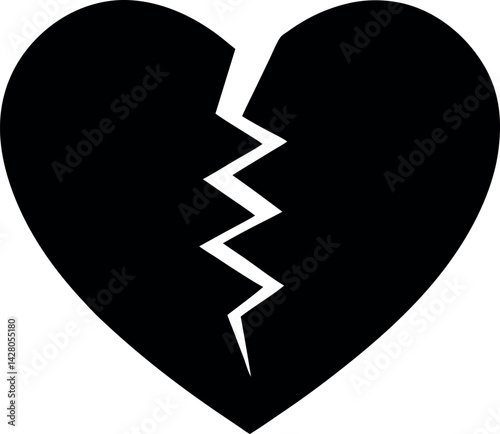 Broken heart icon collection. Vector illustrations with cracked heart symbols in various styles.