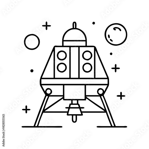 lunar lander icon, lunar lander line art - simple line art of lunar lander, perfect for lunar lander logos and icons