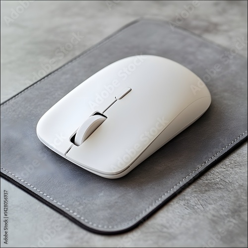 hite Mouse on Mousepad,
Computer Setup with Mouse,
Desk with PC Peripherals,
Minimalist Workspace View,
Clean Desktop Arrangement,
Office Desk with Mouse, Keyboard, Monitor,
Modern Work Environment,