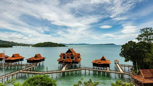 paradise bungalows over the sea in langkawi malaysia