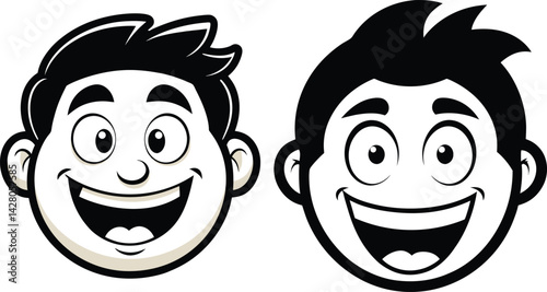 Funny cartoon face masks with smiling expressions in vector illustration
