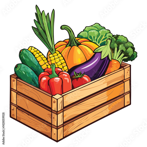 Natural Vegetables in Wooden Container for Sale
