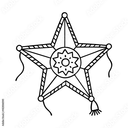 mexican star pinata icon, mexican star pinata line art - simple line art of mexican star pinata, perfect for mexican star pinata logos and icons