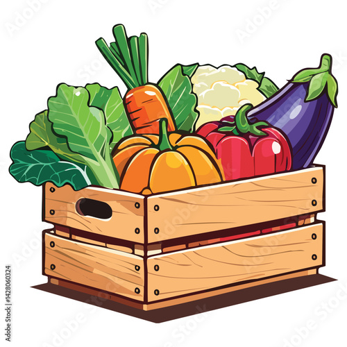 Supermarket Fresh Vegetables in Wooden Box Sale
